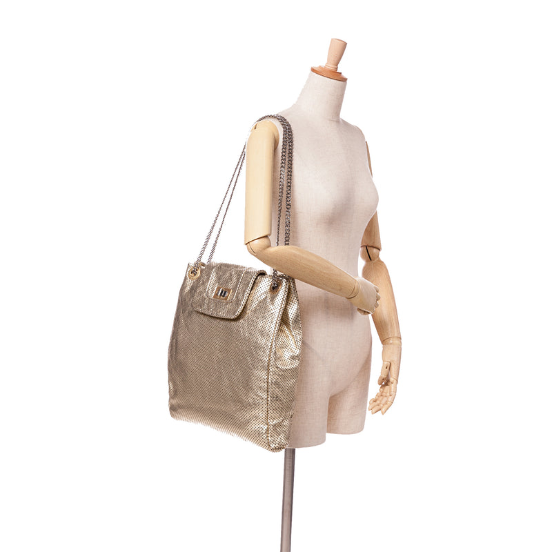 Perforated Crackled Metallic Calfskin Drill Tote - Image 10