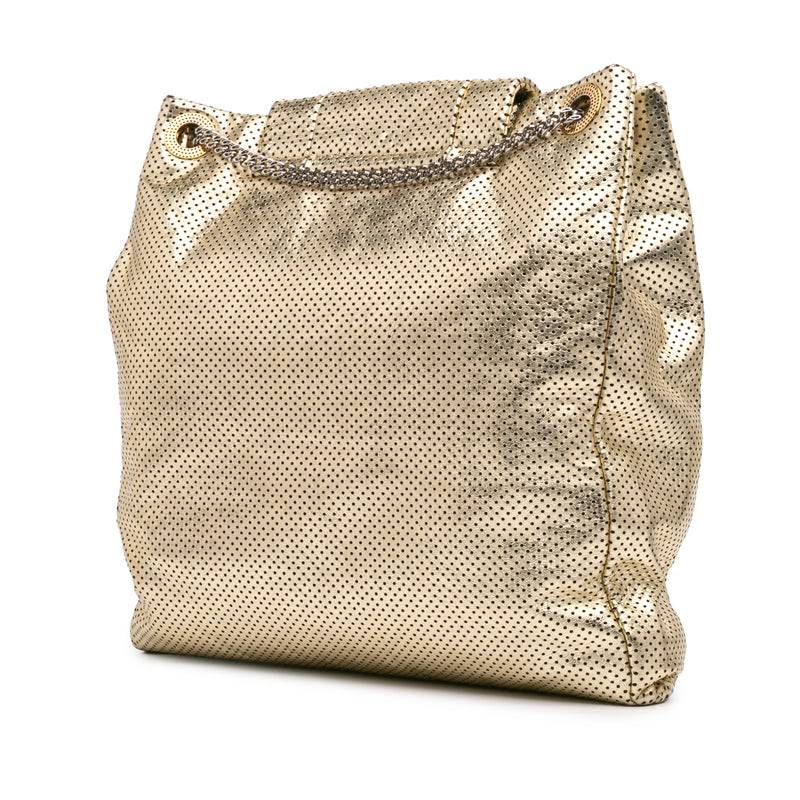 Perforated Crackled Metallic Calfskin Drill Tote - Image 2