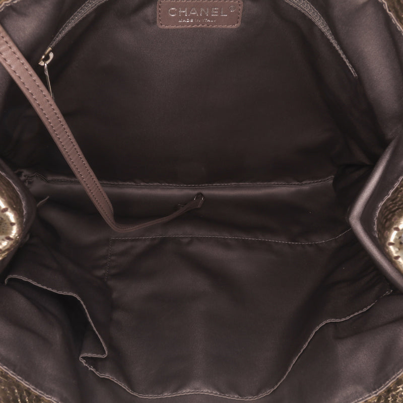Perforated Crackled Metallic Calfskin Drill Tote - Image 4