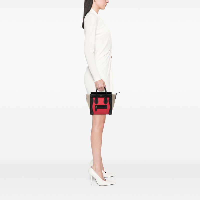 Nano Tricolor Nubuck and Calfskin Luggage Tote - Image 6