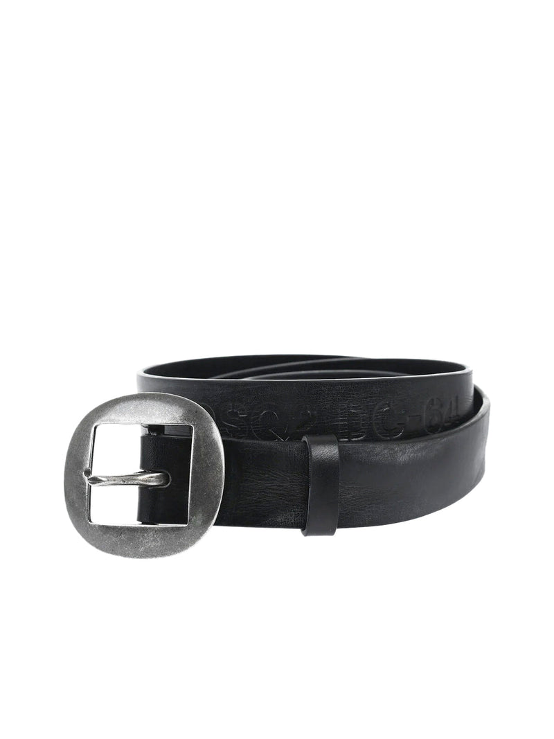Dsquared2 Logo Leather Buckle Belt — Black