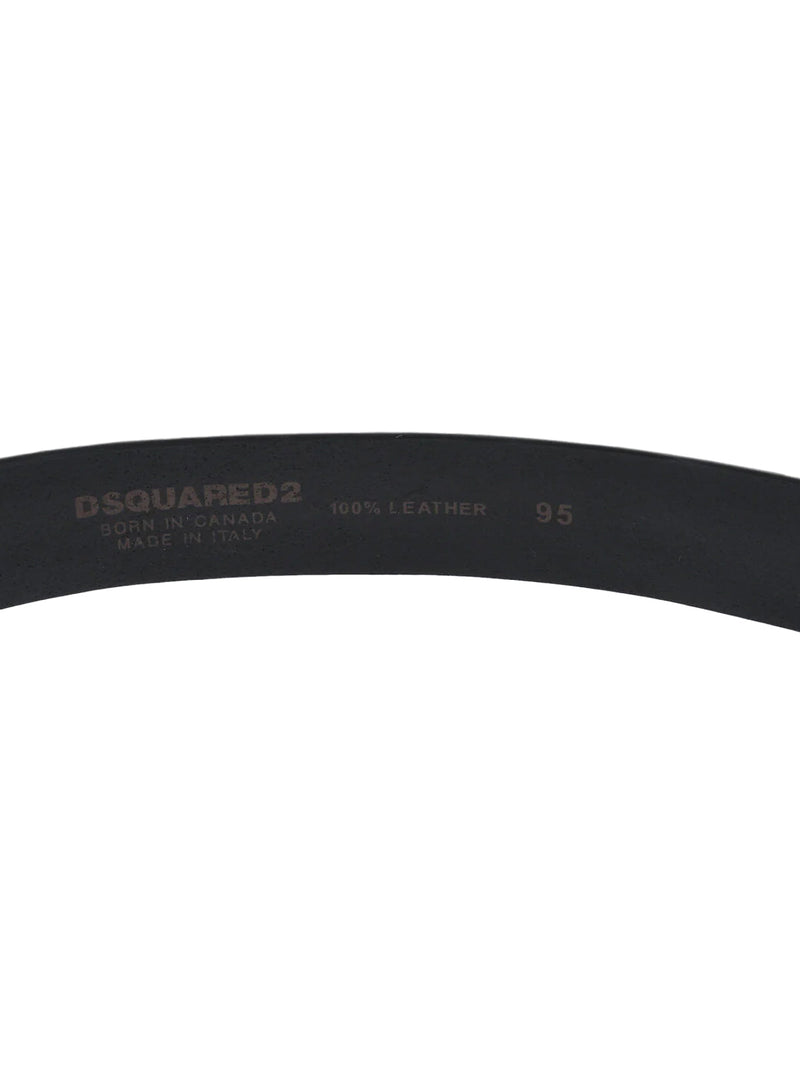 Dsquared2 Logo Leather Buckle Belt — Black