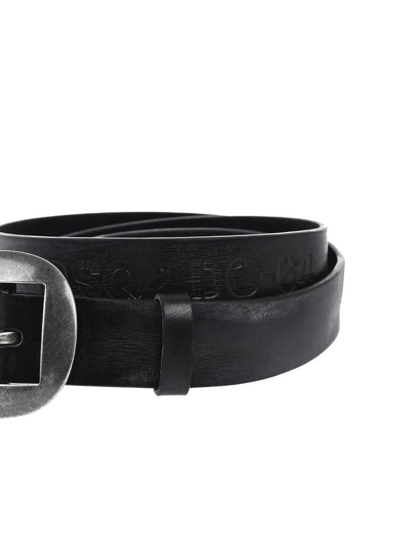 Dsquared2 Logo Leather Buckle Belt — Black