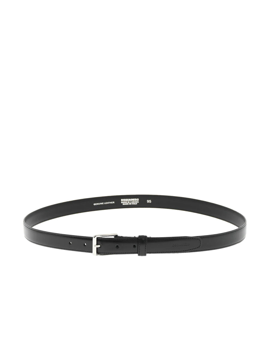 Dsquared2 Genuine Leather Buckle Belt — Black