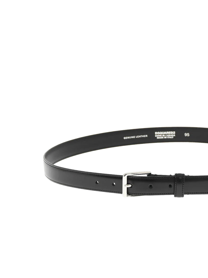 Dsquared2 Genuine Leather Buckle Belt — Black