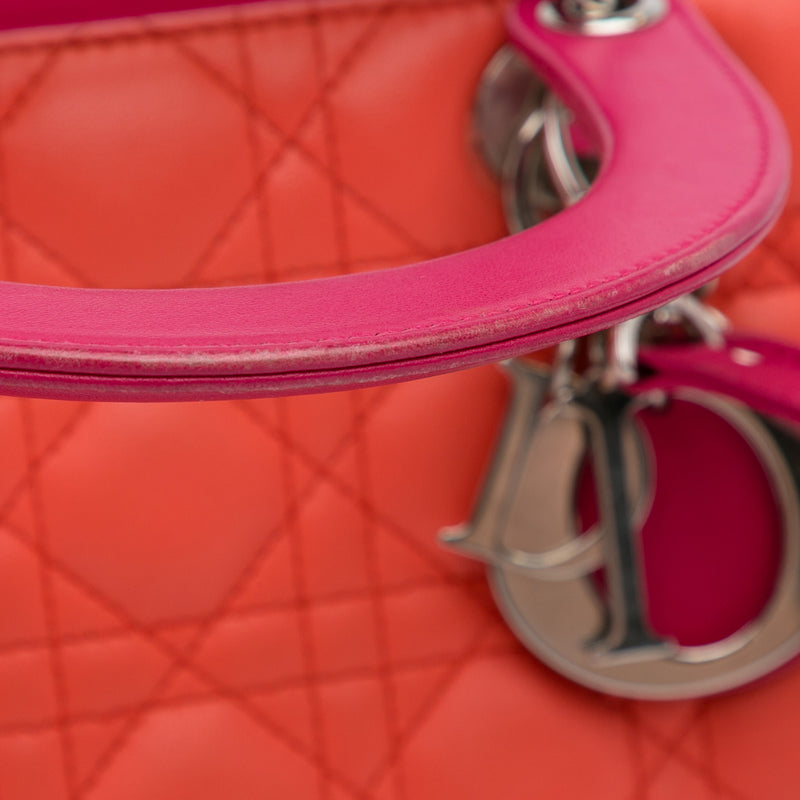 Medium Bicolor Lambskin Cannage Lady Dior - Image 10