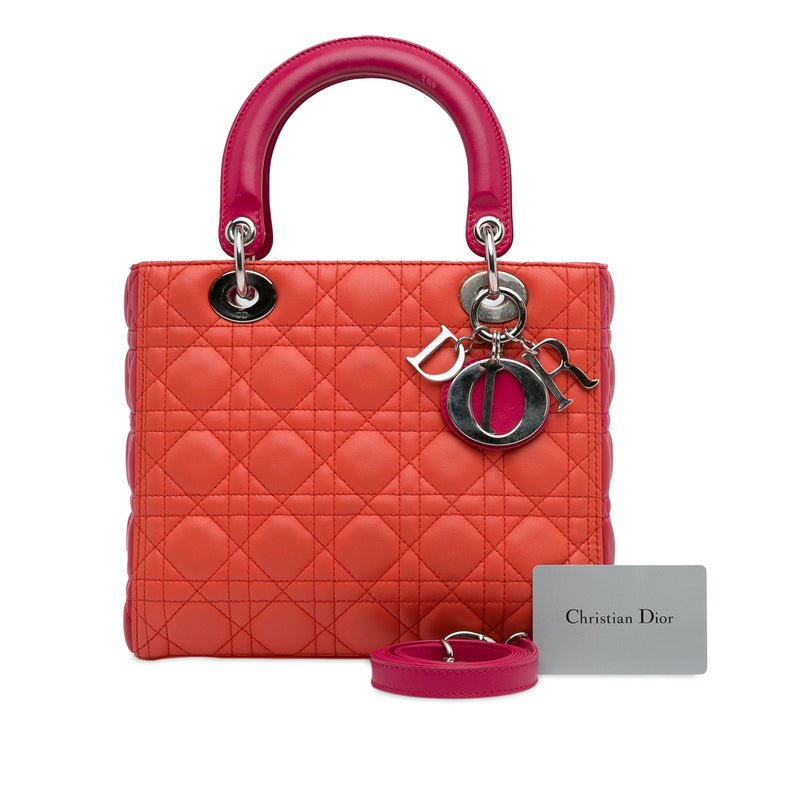 Medium Bicolor Lambskin Cannage Lady Dior - Image 14