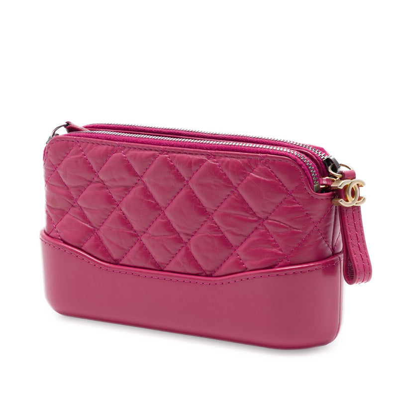 Quilted Aged Calfskin Gabrielle Double Zip Clutch with Chain - Image 2