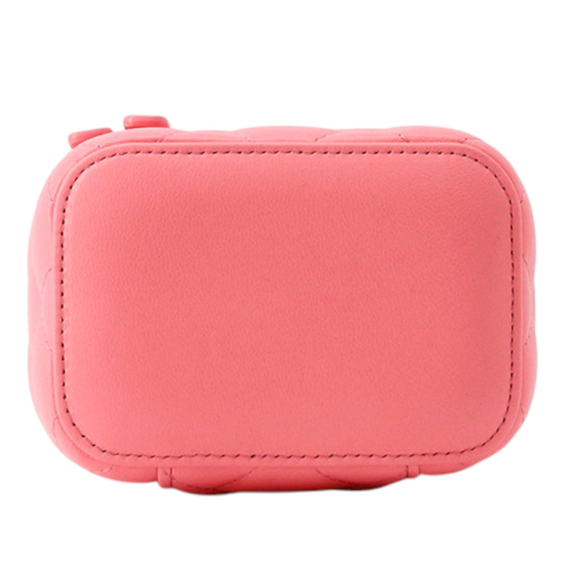 Mini Quilted Lambskin Pearl Crush Vanity Case With Chain - Image 3