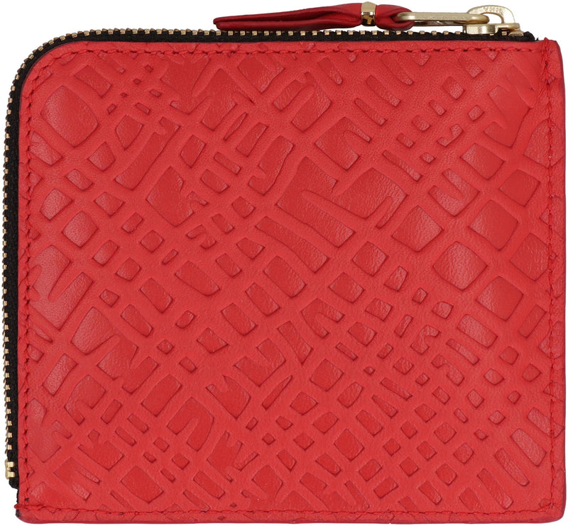 Comme Des Garçons Wallet Leather Zipped Coin Purse — Red Cow Hide & Cardholders