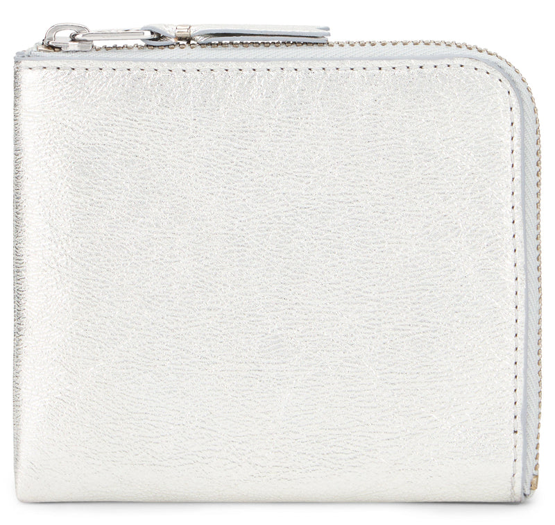 Comme Des Garçons Wallet Half-Zip Metallic Vachette — Silver & Purses