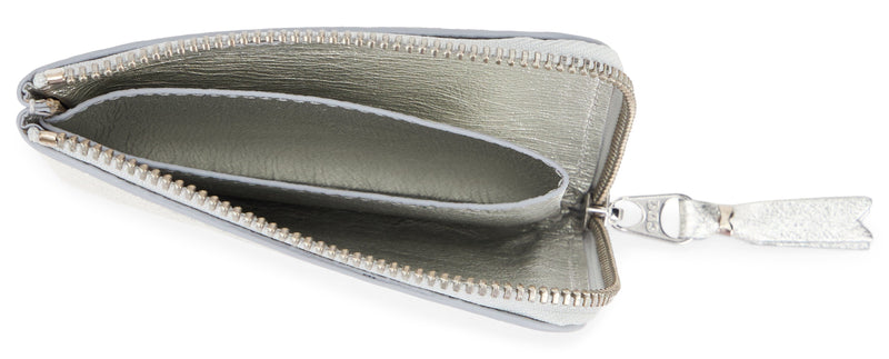 Comme Des Garçons Wallet Half-Zip Metallic Vachette — Silver & Purses