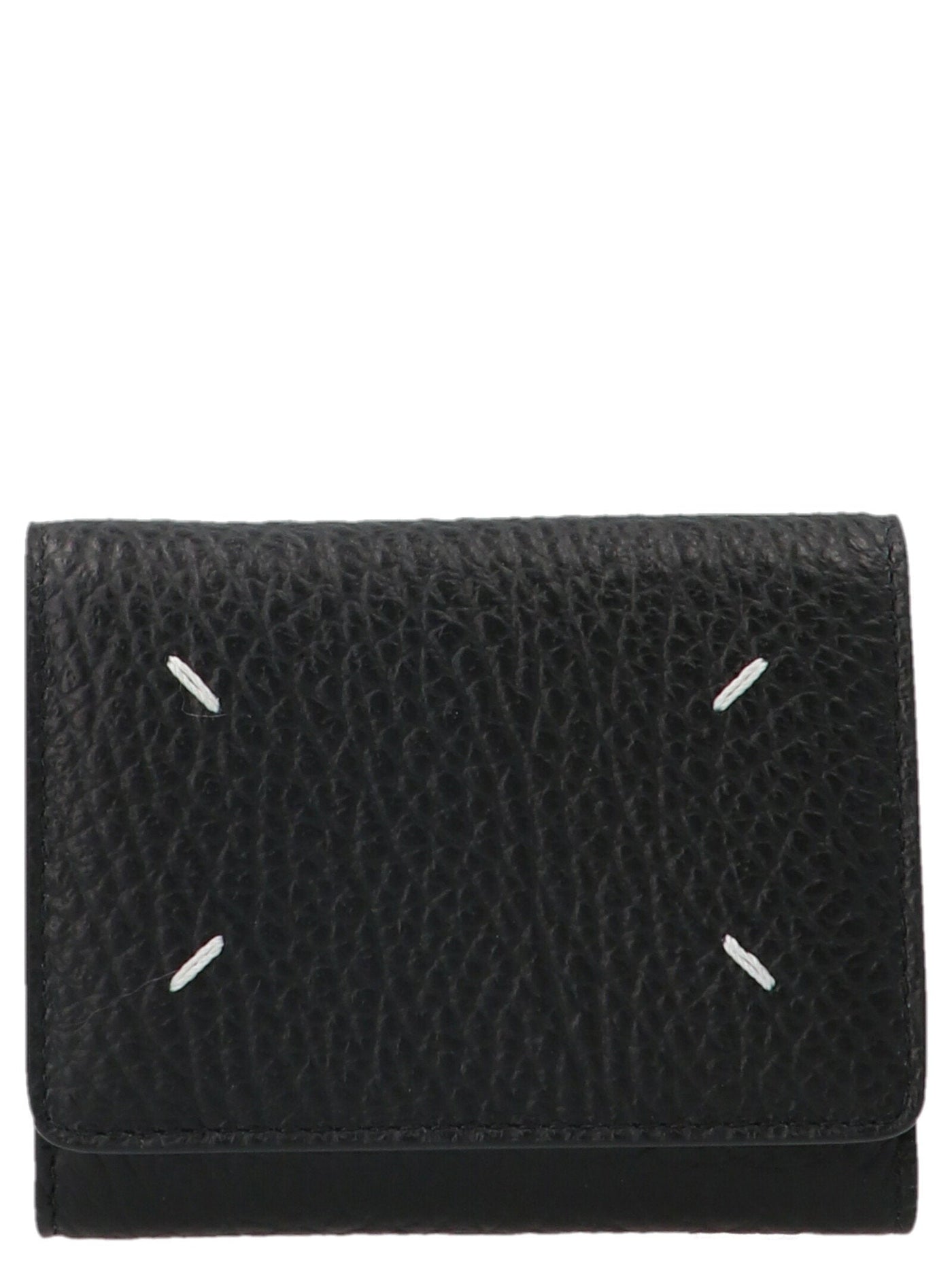 Maison Margiela Hammered Leather With Stitching Wallet — Black