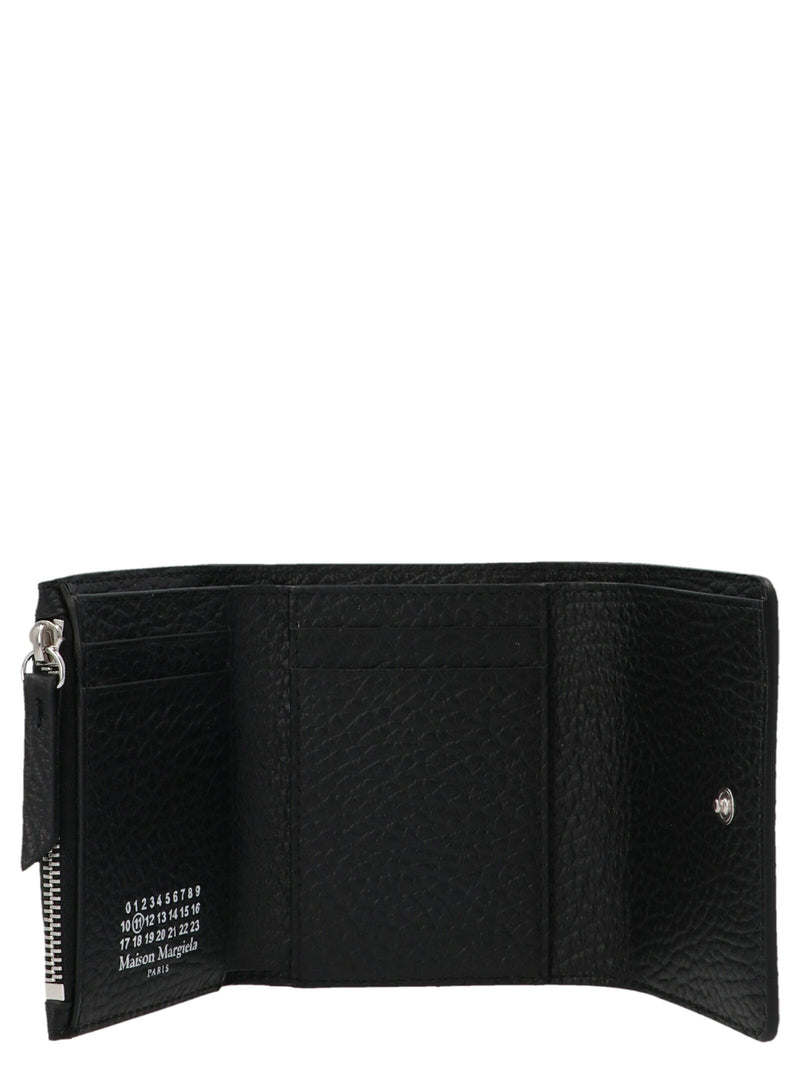Maison Margiela Hammered Leather With Stitching Wallet — Black