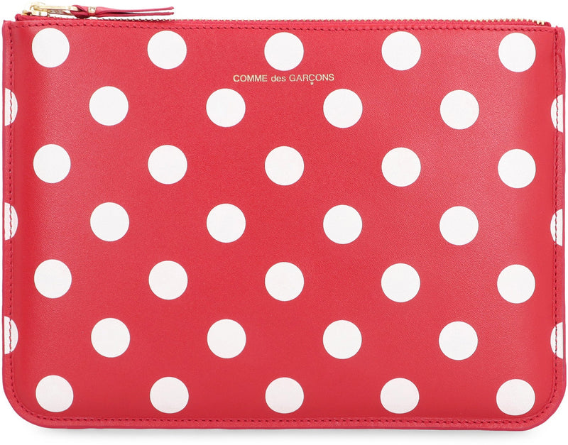 Comme Des Garçons Wallet Polka-Dot Cowhide — Red