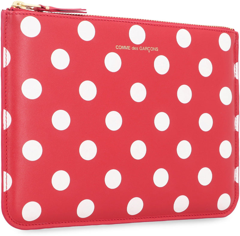 Comme Des Garçons Wallet Polka-Dot Cowhide — Red