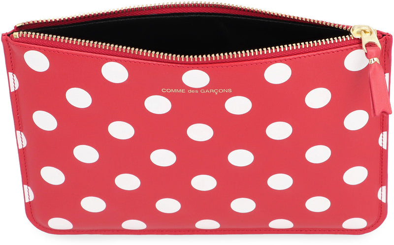 Comme Des Garçons Wallet Polka-Dot Cowhide — Red