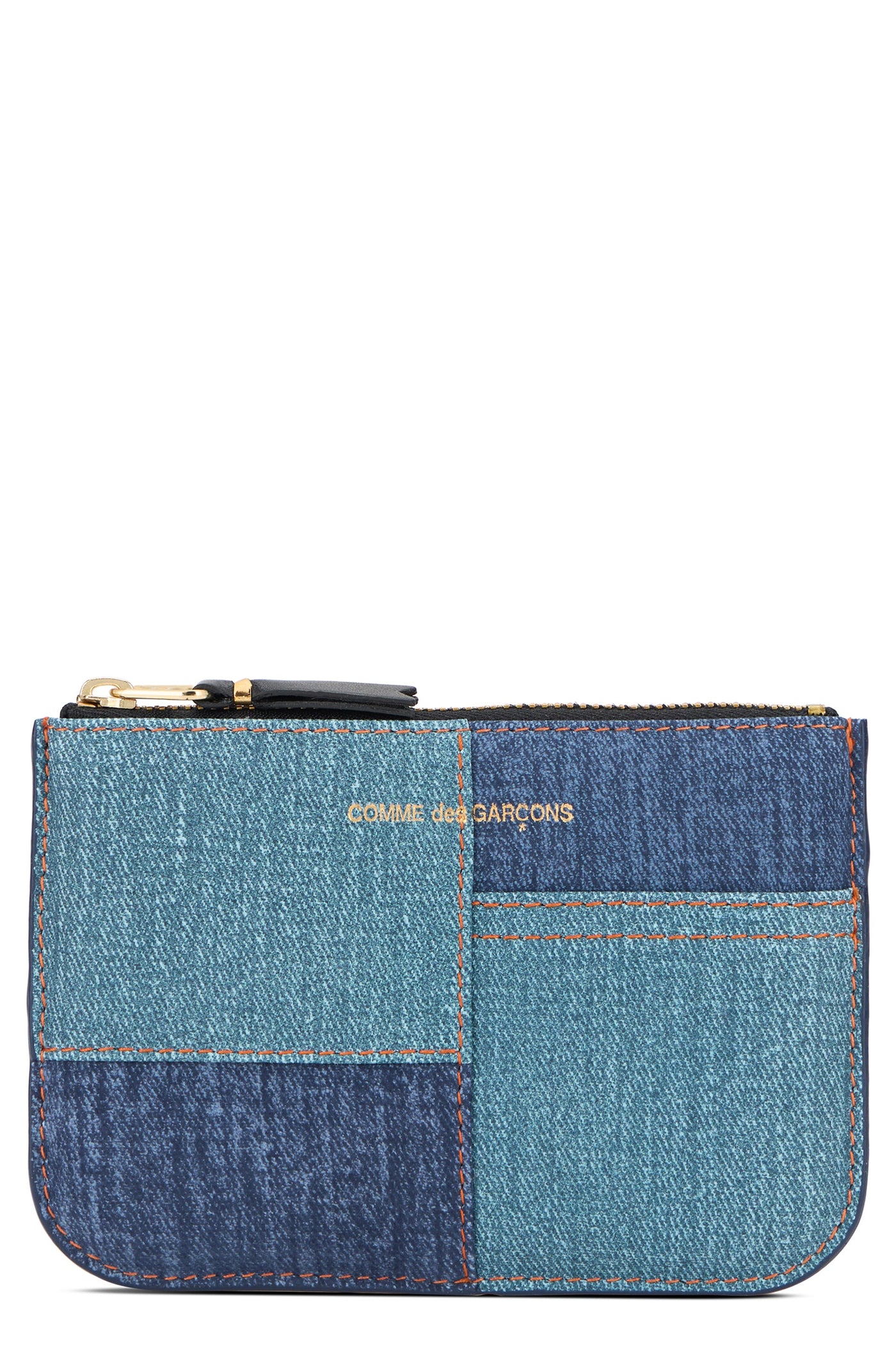 Comme Des Garçons Wallet Denim Patchwork Lambskin — Blue Leather