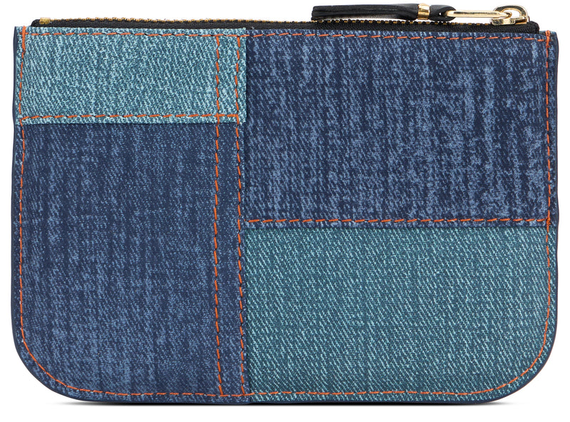 Comme Des Garçons Wallet Denim Patchwork Lambskin — Blue Leather