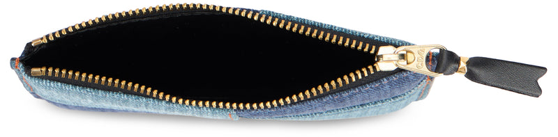 Comme Des Garçons Wallet Denim Patchwork Lambskin — Blue Leather