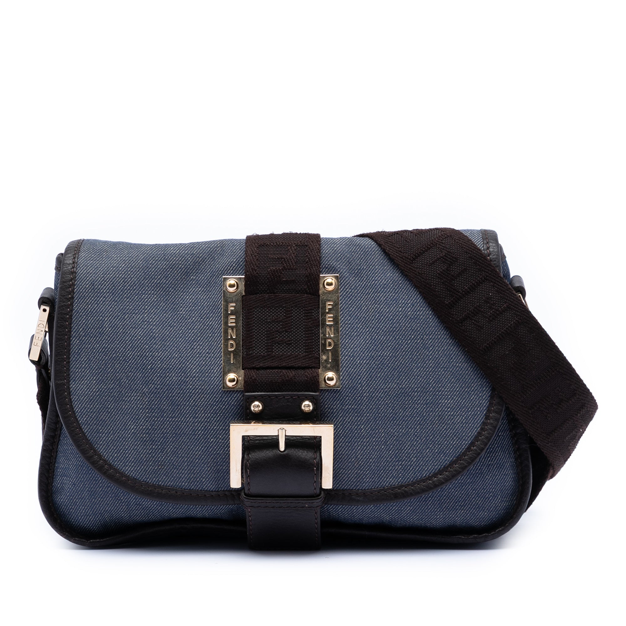Zucca Trimmed Denim Buckle Flap - Image 1