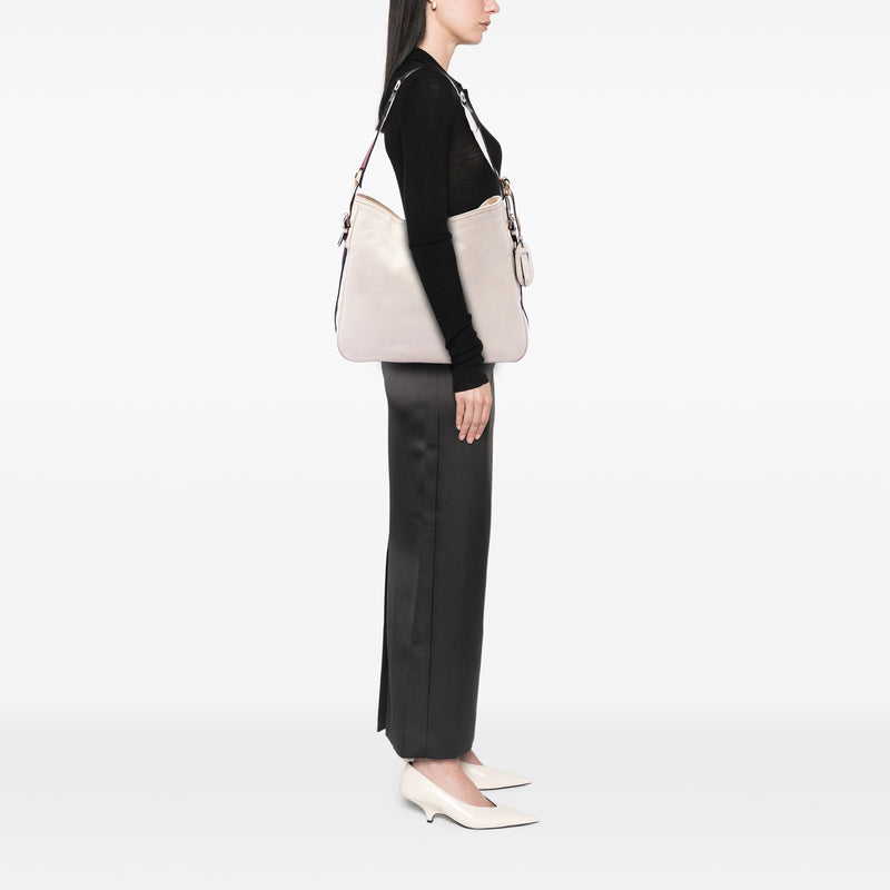 Medium Pebbled Calfskin Web Heritage Shoulder Bag - Image 7