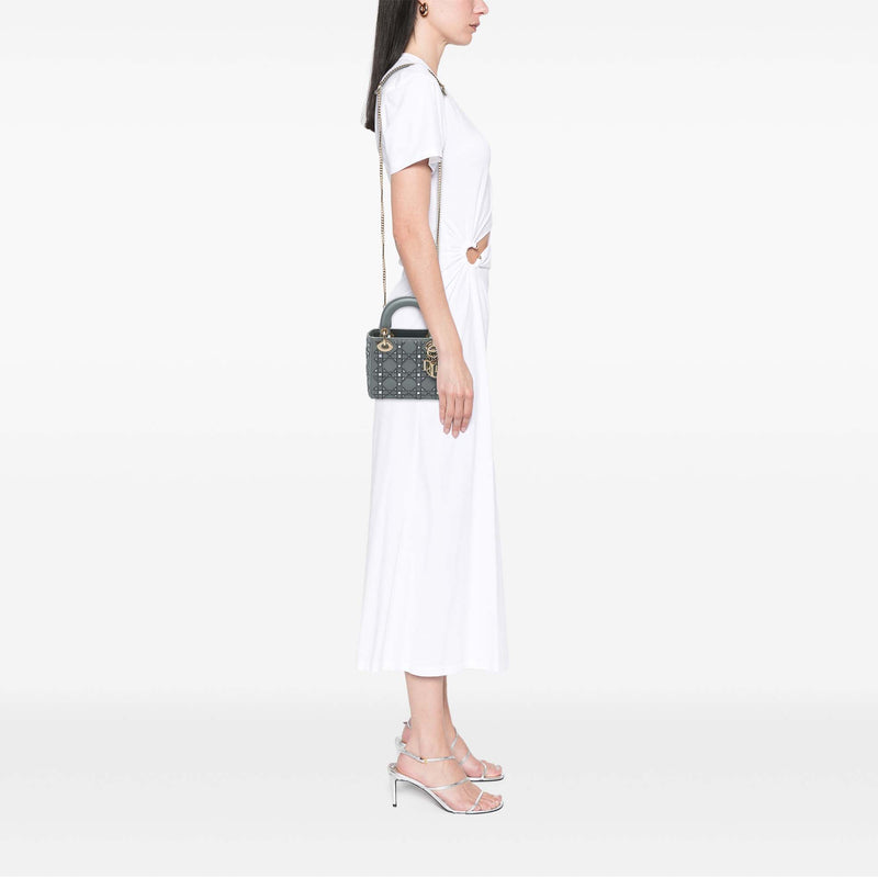 Mini Calfskin Cannage Beaded Lady Dior - Image 6