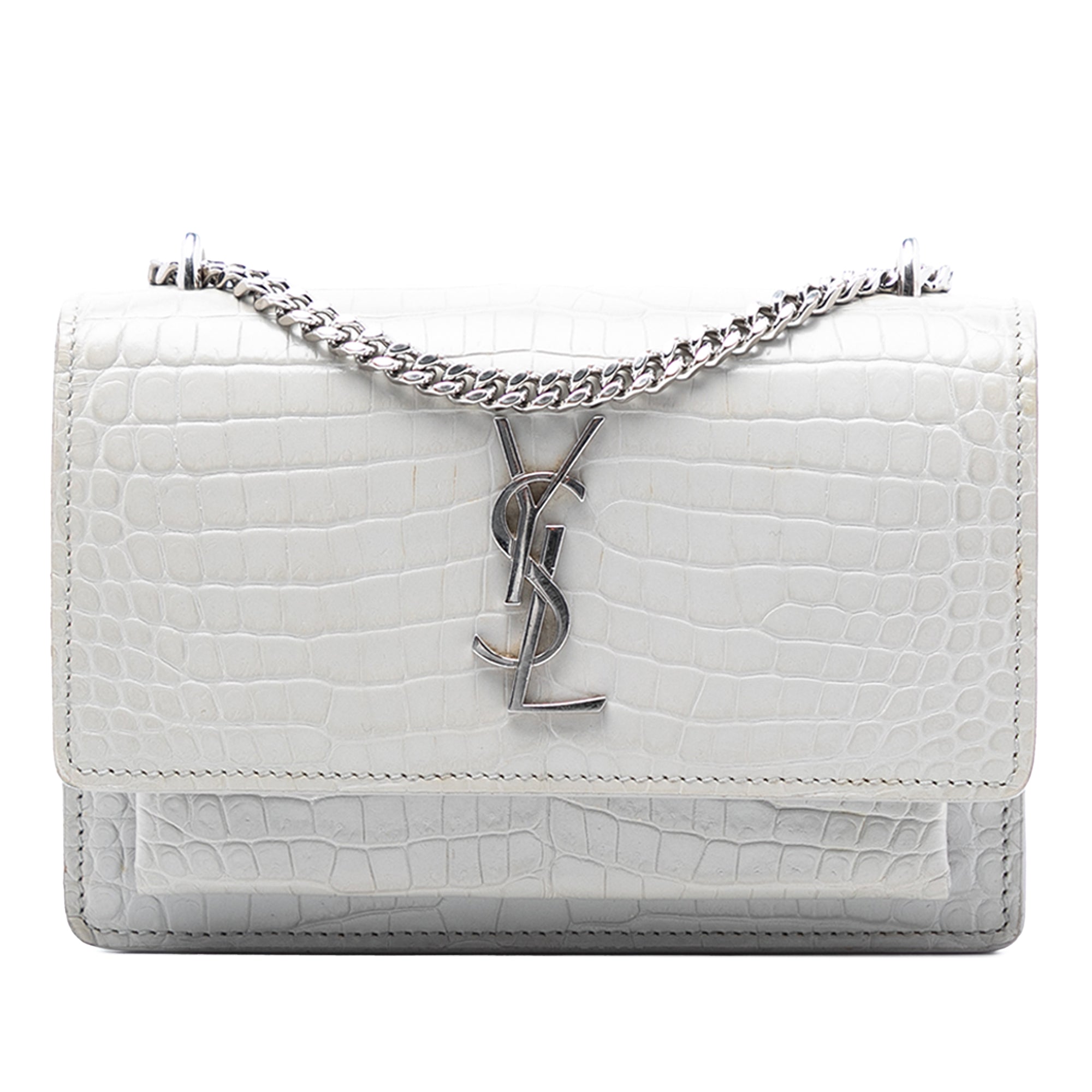 Mini Croc Embossed Leather Monogram Sunset Wallet on Chain - Image 1