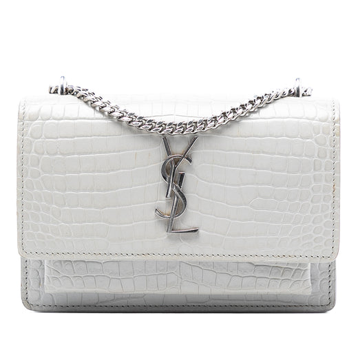 Mini Croc Embossed Leather Monogram Sunset Wallet on Chain - Image 1