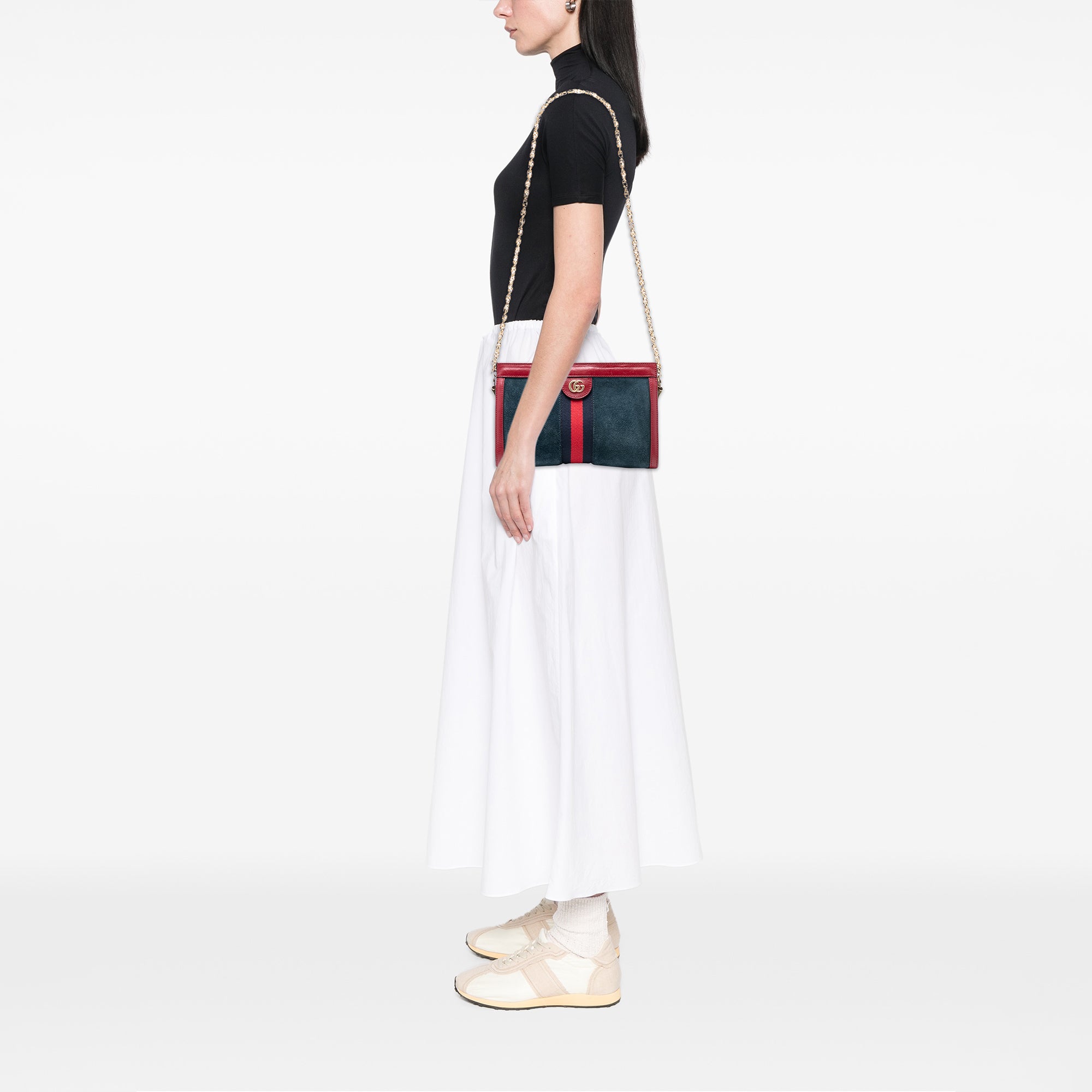 Small Suede Web Ophidia Chain Crossbody - Image 8