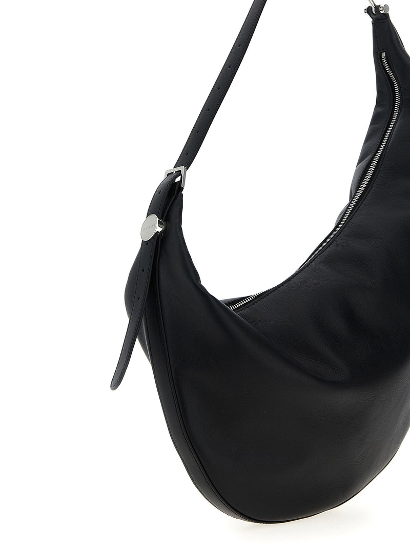 Marni Crescent-Shaped Leather Hobo Bag — Black