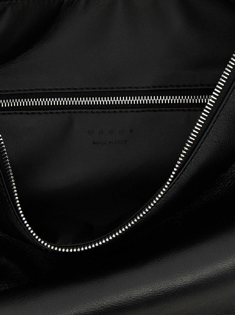 Marni Crescent-Shaped Leather Hobo Bag — Black