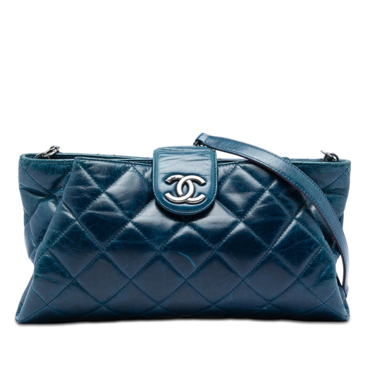 Quilted Glazed Calfskin Coco Pleats Chain Clutch - Image 1