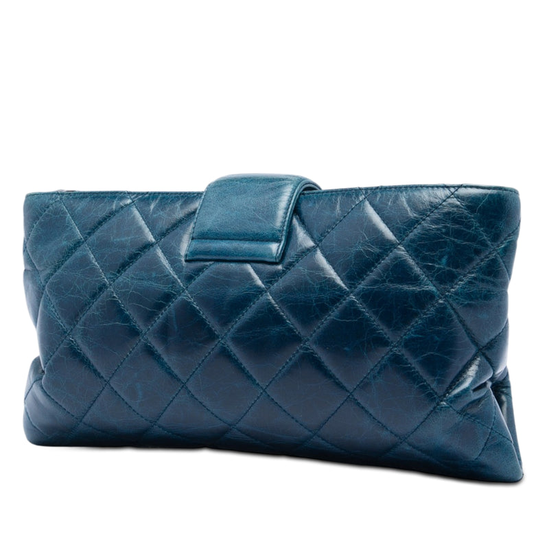Quilted Glazed Calfskin Coco Pleats Chain Clutch - Image 2