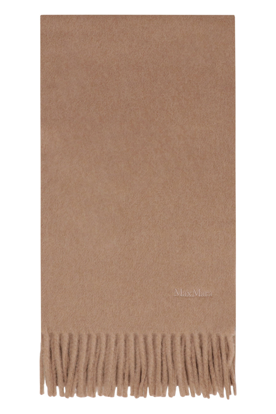 Max Mara Wool Fringed Scarf — Camel Scarfs
