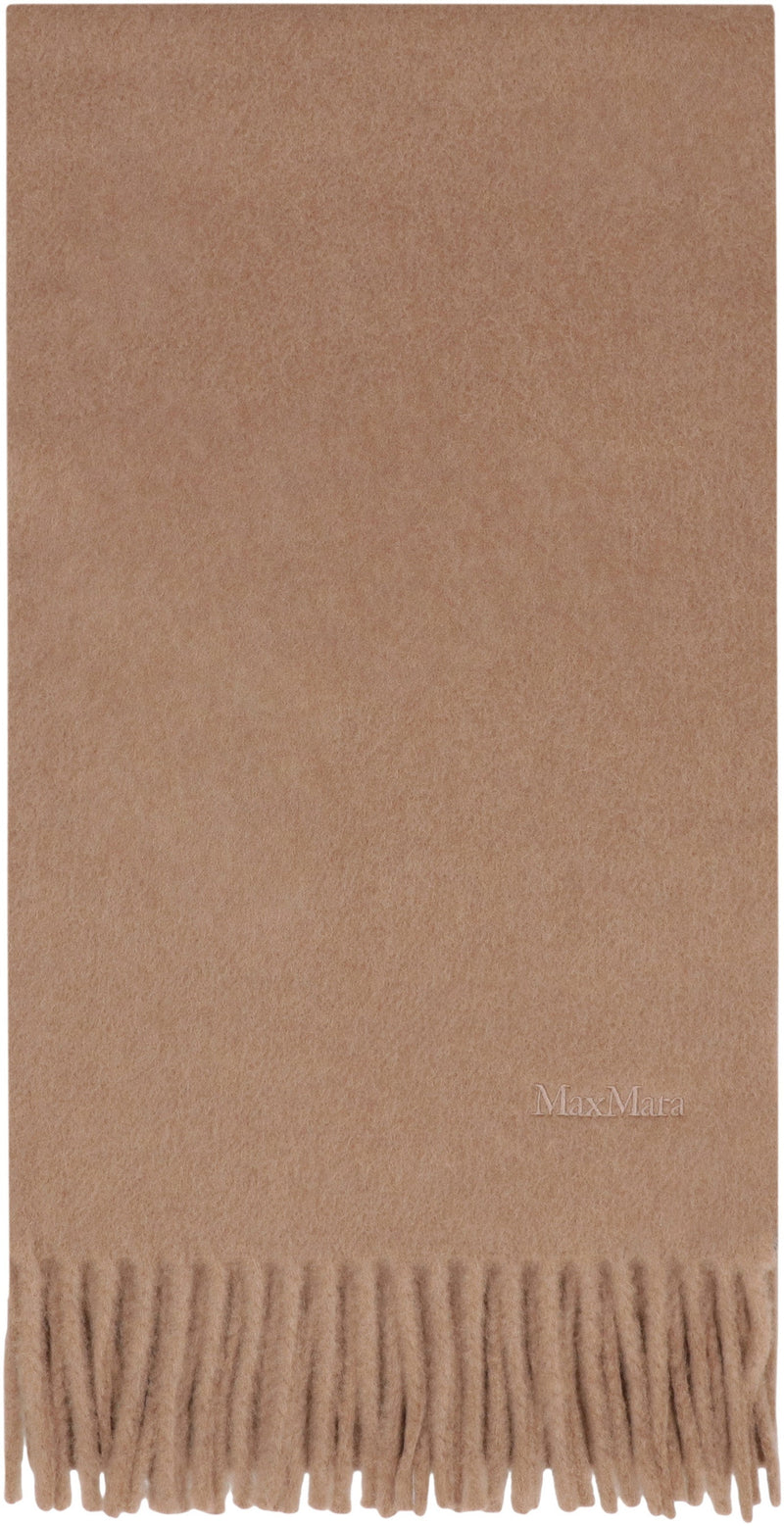 Max Mara Wool Fringed Scarf — Camel Scarfs