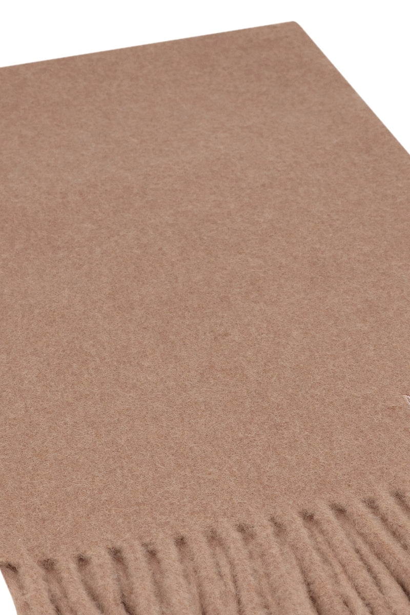 Max Mara Wool Fringed Scarf — Camel Scarfs