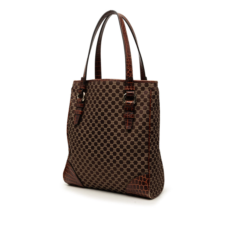 Croc Embossed Leather Trimmed Macadam Canvas Tote - Image 2
