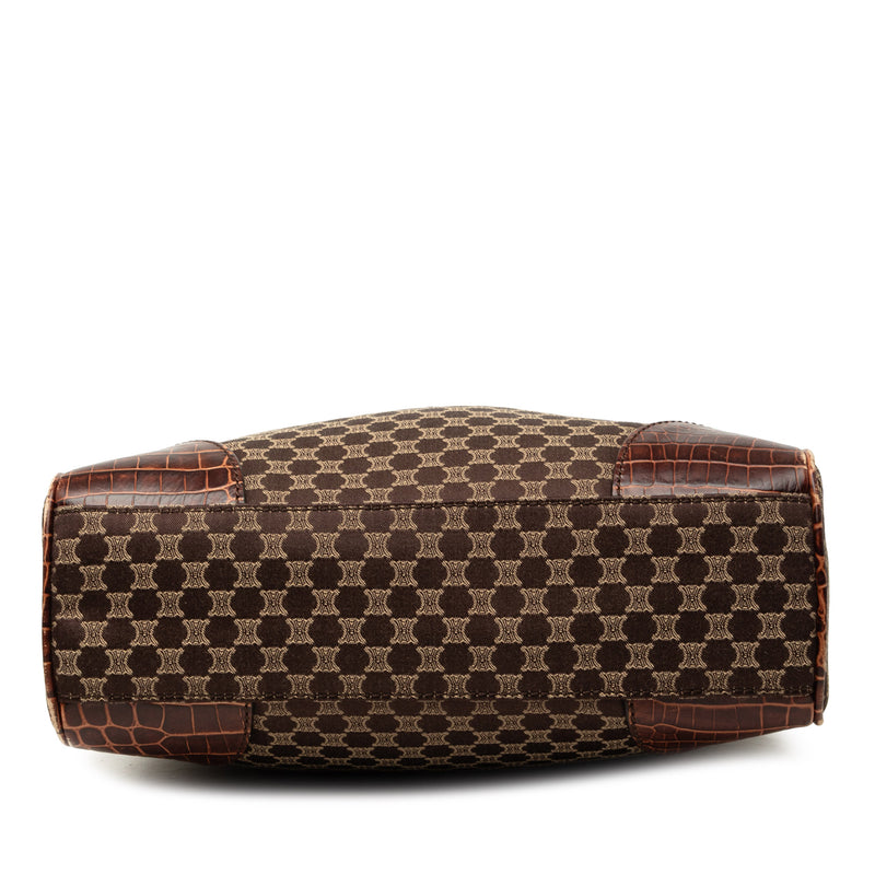Croc Embossed Leather Trimmed Macadam Canvas Tote - Image 3