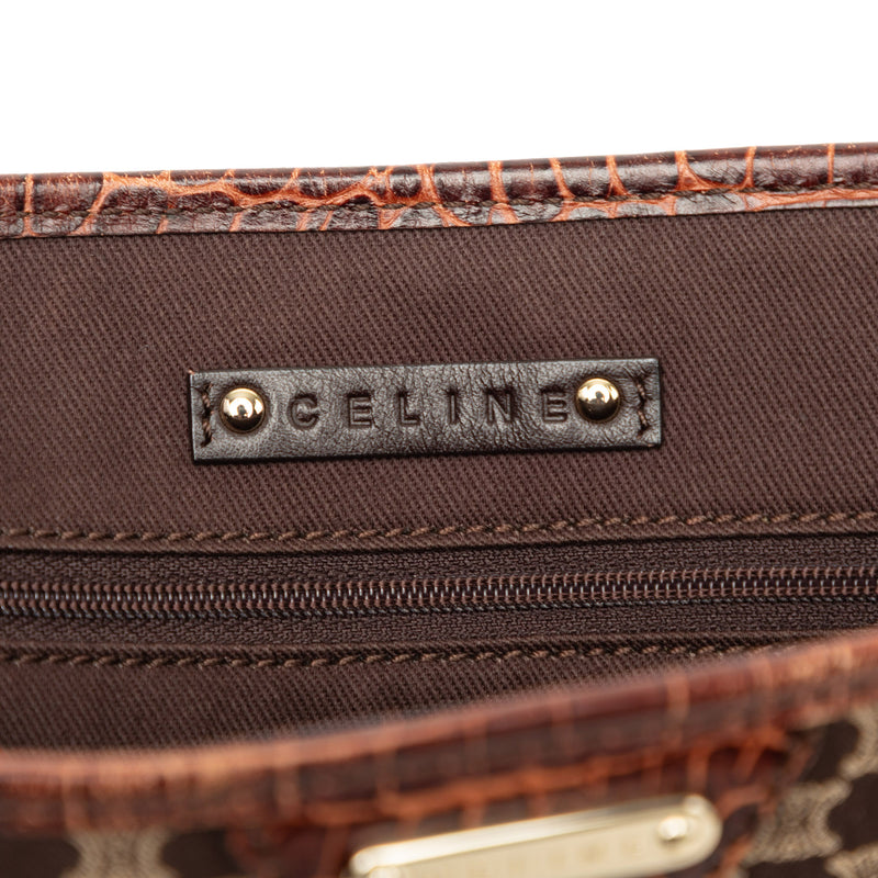 Croc Embossed Leather Trimmed Macadam Canvas Tote - Image 5