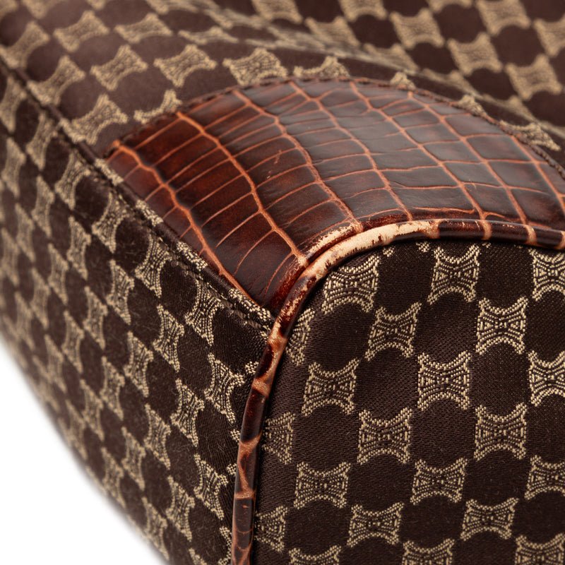 Croc Embossed Leather Trimmed Macadam Canvas Tote - Image 6