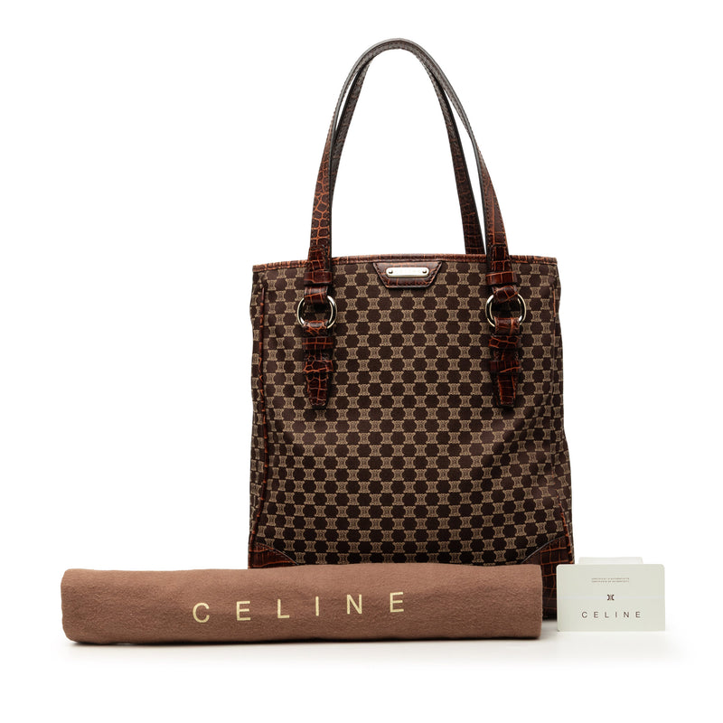 Croc Embossed Leather Trimmed Macadam Canvas Tote - Image 8