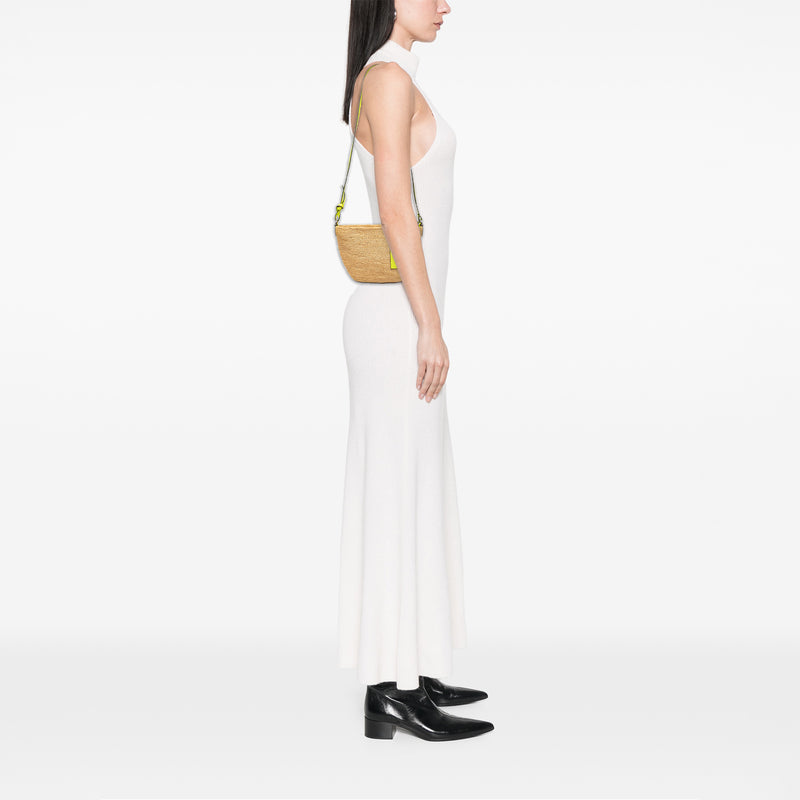 Raffia and Calfskin Slit Pochette Crossbody - Image 7