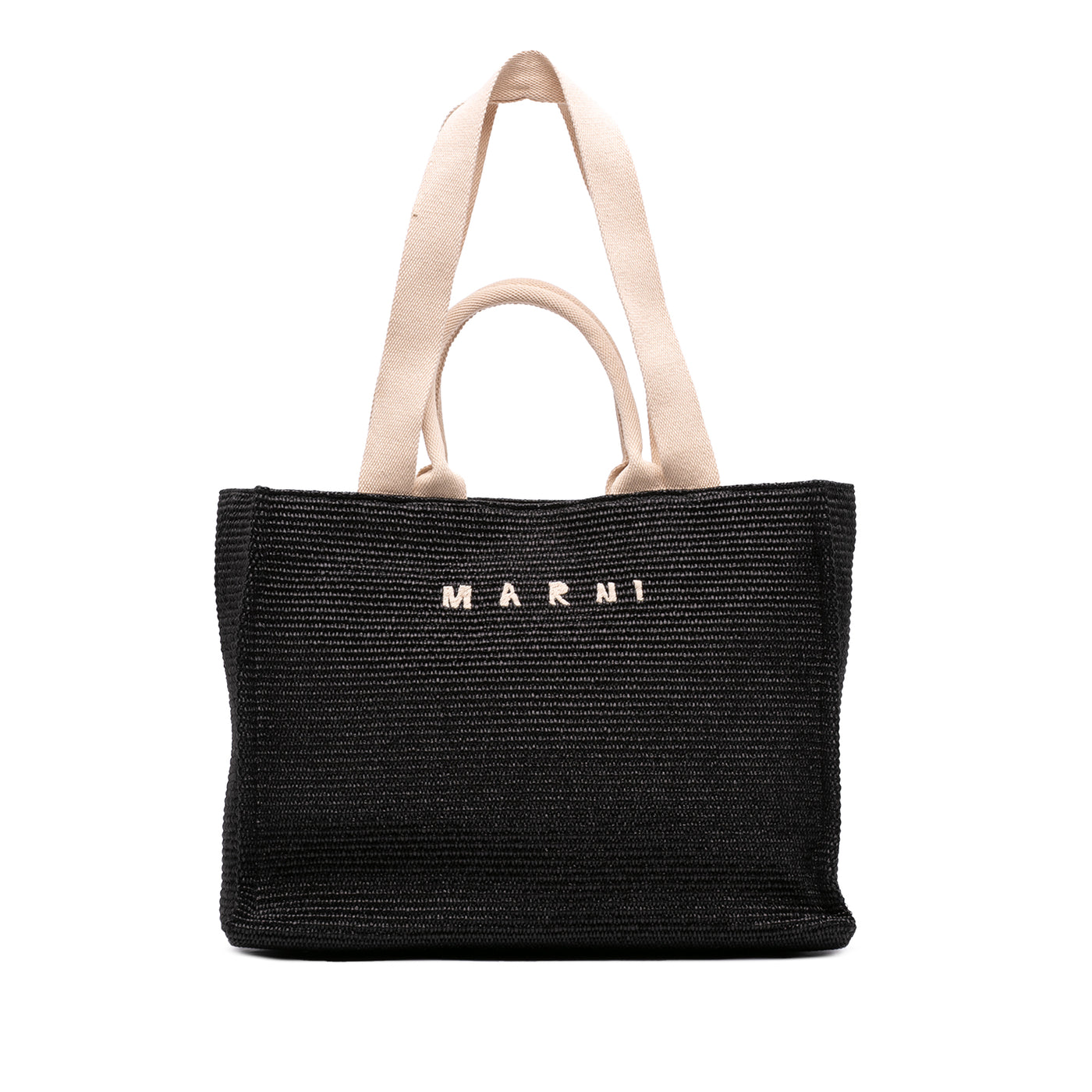 Raffia Effect Nylon Embroidered Logo North West Shopping Tote - Image 1