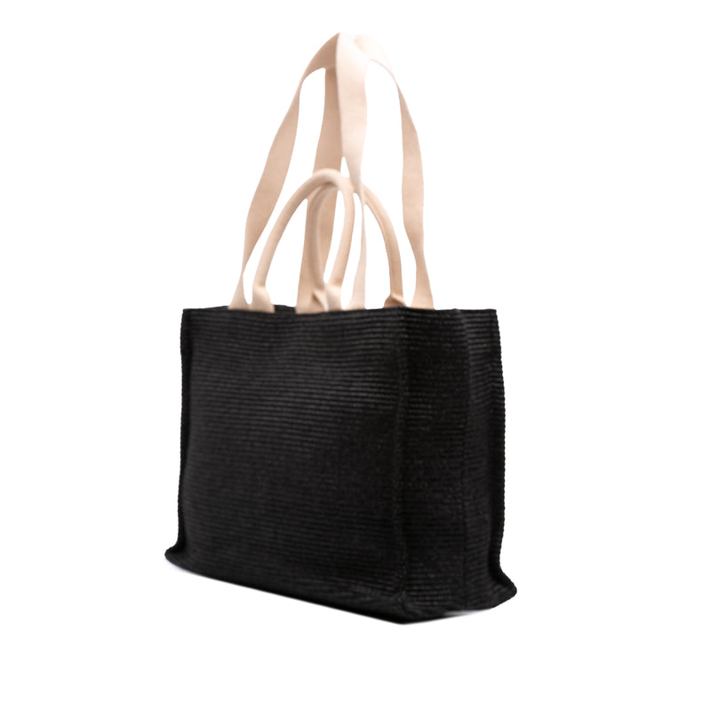 Raffia Effect Nylon Embroidered Logo North West Shopping Tote - Image 2