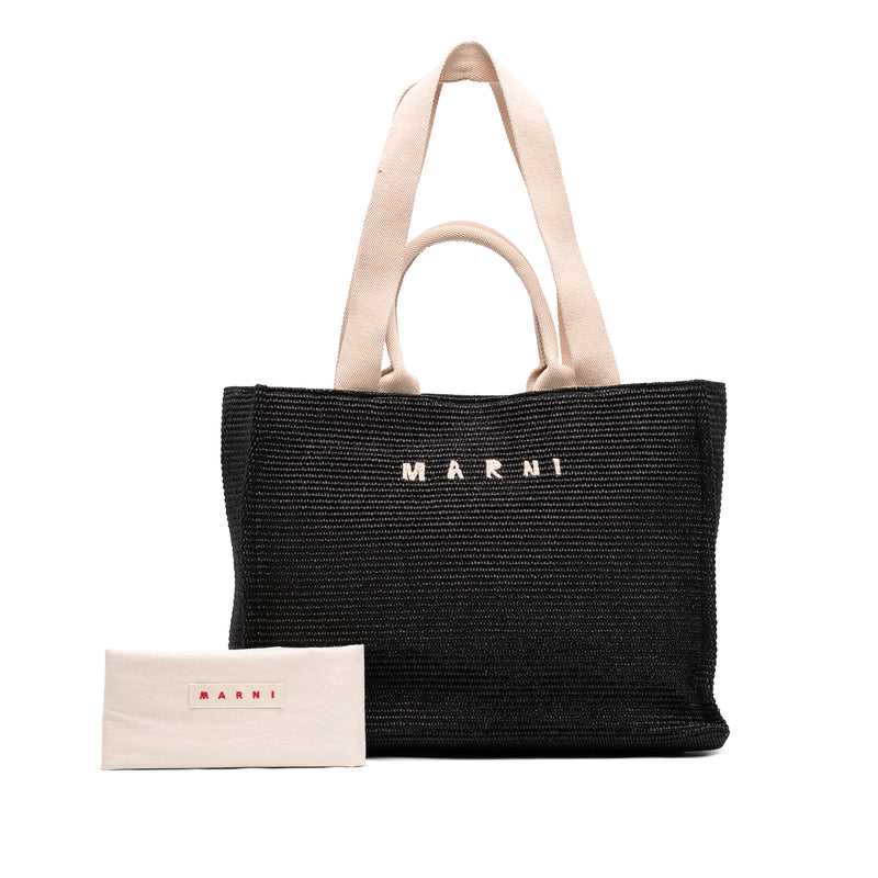Raffia Effect Nylon Embroidered Logo North West Shopping Tote - Image 7