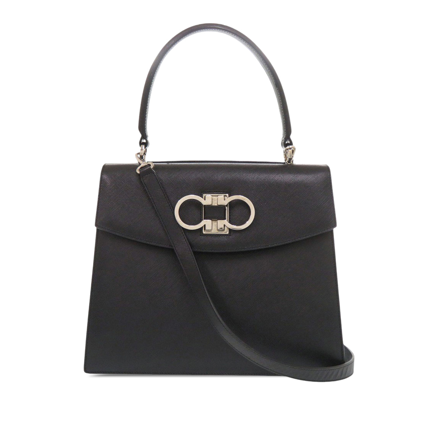 Leather Double Gancini Top Handle Bag - Image 1