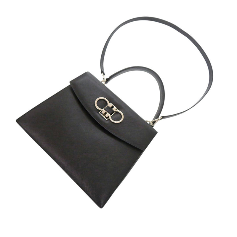 Leather Double Gancini Top Handle Bag - Image 11