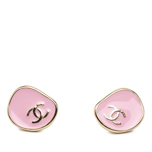 CC Gold Plated Enamel Push Back Earrings - Image 1