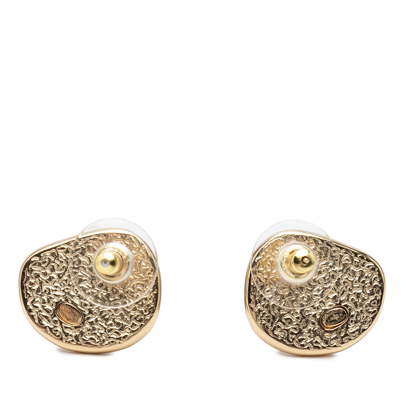 CC Gold Plated Enamel Push Back Earrings - Image 2